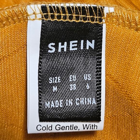 Medium Shein Mustard Yellow quilted design long sleeve crewneck pullover - Picture 4 of 5